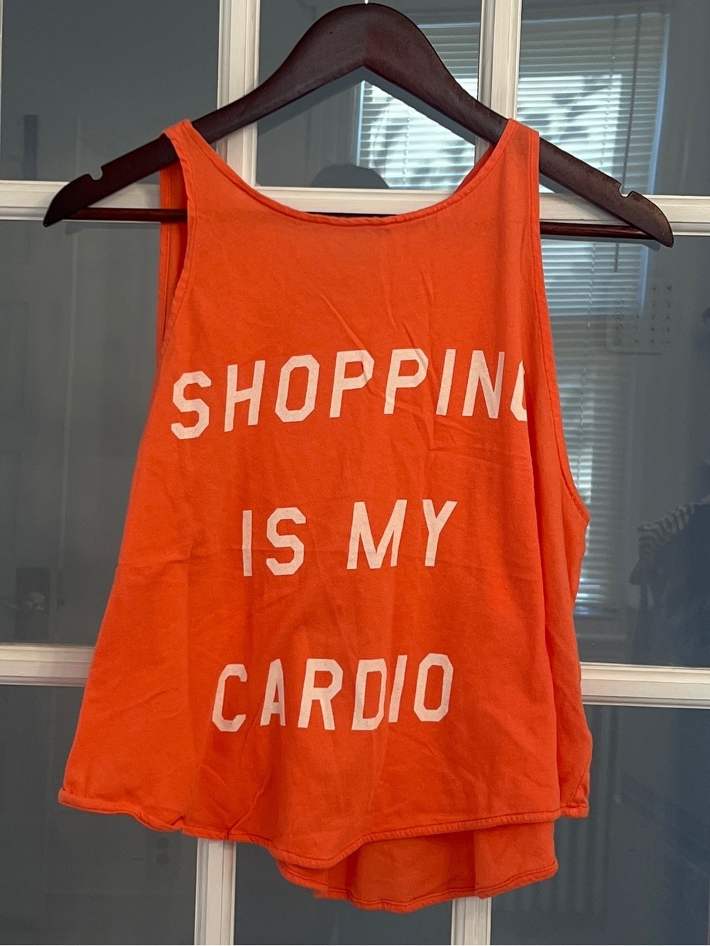 WILDFOX Women’s Orange Shopping Is My Cardio Flowy Tank Top Size S